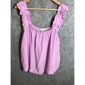 ON-34TH Tank Top Womens Large Purple Ruffle Strap Scoop Neck Camisole Sleeveless